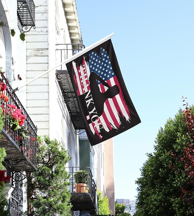 Veteran Military Garden Flag Thank You Veterans Flag for Military Soldiers Boots Memorial Day, 3x5 Ft Double Sided Christian Banners with Brass Grommets Outdoor House Decorations Flag