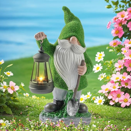 Elenon Garden Gnome Decor Solar Lights, Solar Elf Garden Figurines Outdoor Decorative, Solar Yard Art Garden Sculptures & Statues for Patio Yard Pathway