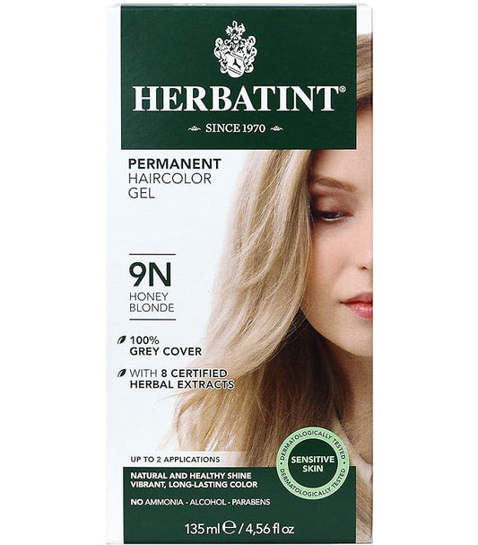 Herbatint Permanent Haircolor Gel, 9N Honey 100% Grey 4.56 oz