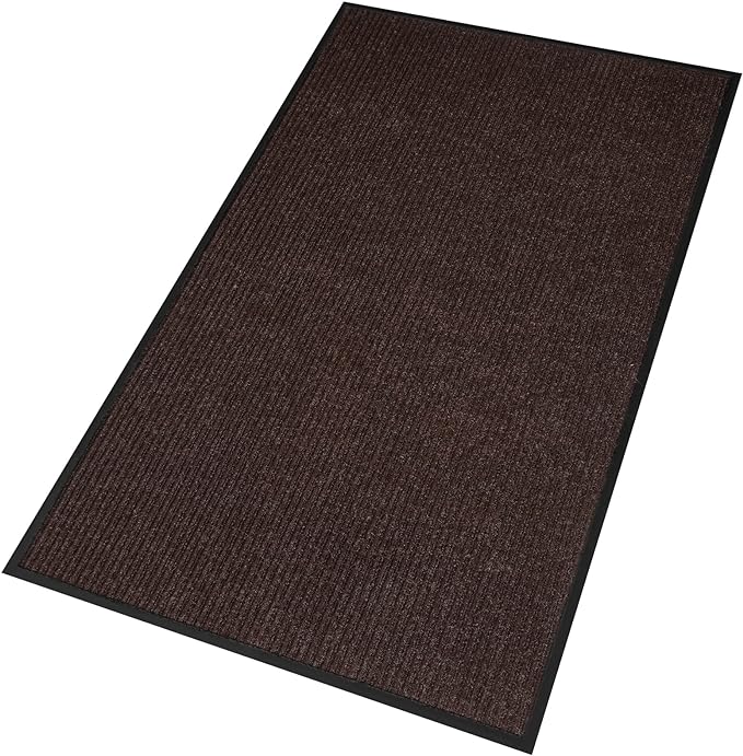 Low Profile Rubber Door Mat, 72x48inch, Heavy Duty, Entrance Doormat, Indoor and Outdoor, Waterproof, Easy Clean Shoe Scraper, Home Rug Welcome Mats for Entryway, Patio, Porch, Brown