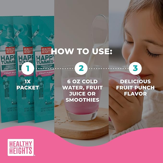 Healthy Heights Happy Tummies Prebiotic and Probiotic Fiber Supplement for Kids Ages 2+