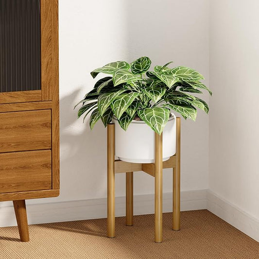 Adjustable Plant Stand Indoor, Bamboo Plant Holder 8 9 10 11 12 Inches, Small Corner Planter Stand for Indoor Plants, Single Floor Plant Stand for Living Room Balcony, Natural
