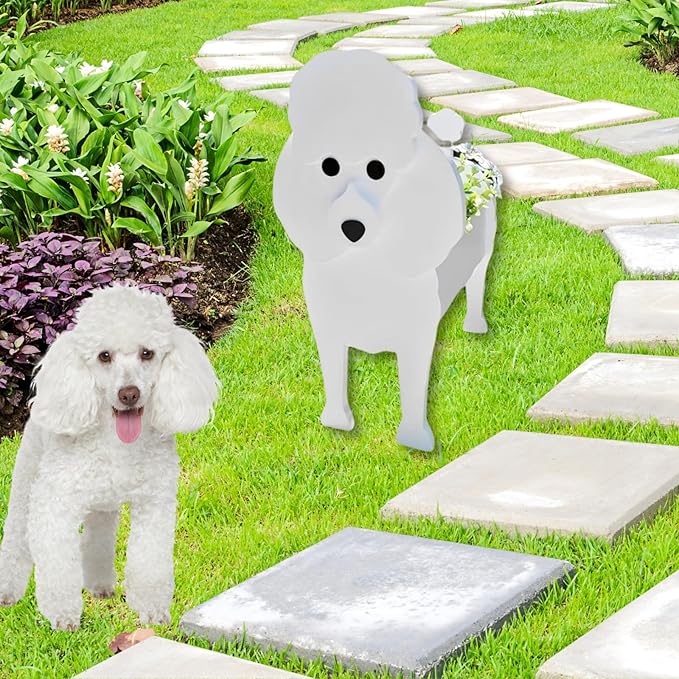 Poodle Dog Planter Plant Pots,Cute Garden Dog Flower Planter,Dog Planters Birthday Gifts for Women,Office,Indoor/Outdoor Decor（9.45 * 8.35 * 13.39in）