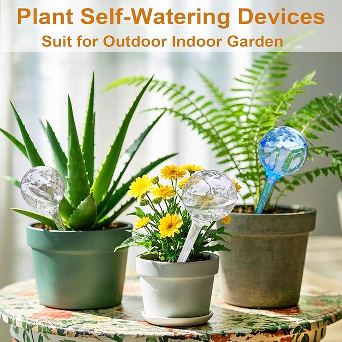 MOONSOUND Plant Automatic Watering Devices, Clear Plastic Self-Watering Bulbs Flower Automatic Watering Device While Away Garden Waterer for Plant Indoor Outdoor