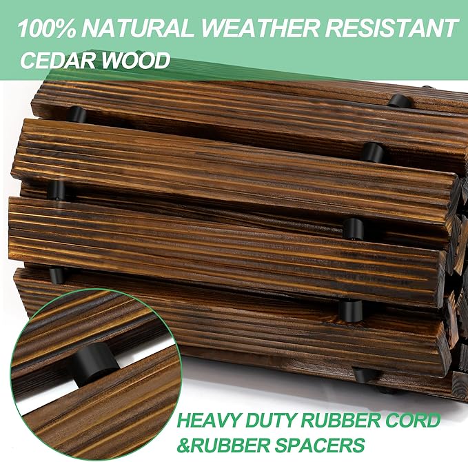 RELIANCER 6' Wooden Garden Pathway,Outdoor Roll Out Cedar Curved Walkway,Patio Path Decorative Garden Boardwalk Walkways,Weather-Resistant Roll Up Beach Wood Road Floor,Wedding Party Pathways