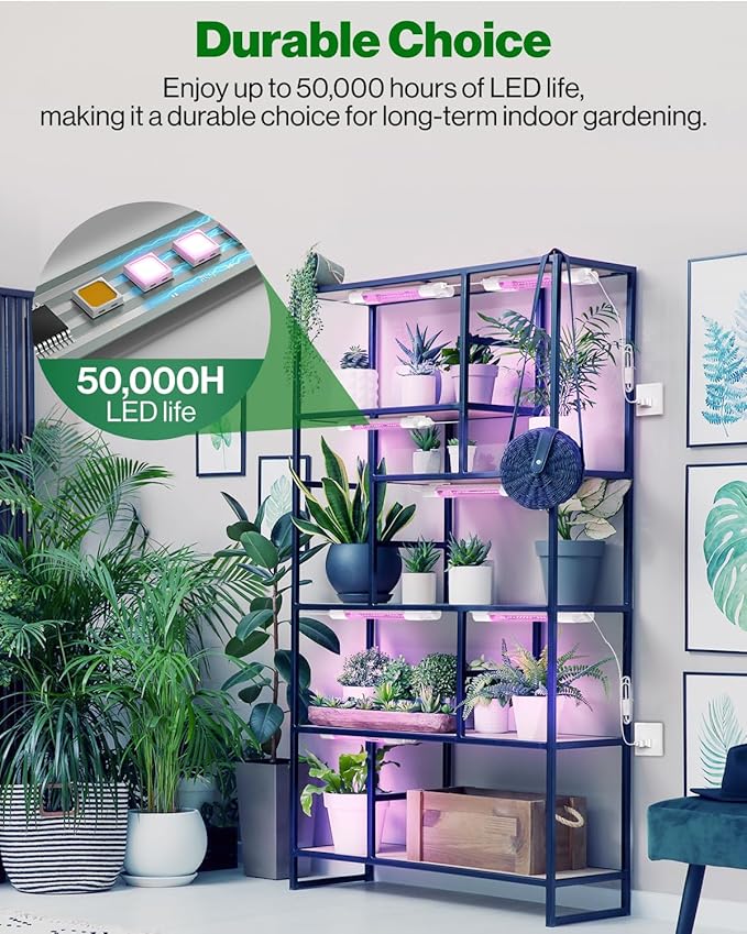 Sunco 1ft Grow Light LED, 10W, Full Spectrum, for Seed Starting, Seedling, Indoor Plants, Plug in Suspended Fixture, Link Up to 16, Inline Switch, ETL 2 Pack