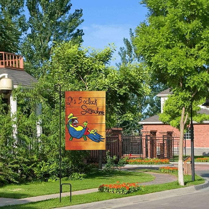 It's 5 O'Clock Somewhere Garden Flag 12x18 Inch Outdoor Decoration Banner Spring Summer Tropical Beach House Flags Yard Farmhouse Garden Deco Indoor Sign, Colour 1