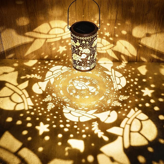 Fabuday Turtle Solar Lanterns Outdoor Waterproof - Metal Hanging Solar Powered Lights Led for Outside, Patio, Porch, Balcony, Yard and Deck Garden Decor, Gardening Decorations Gifts for Women Mom