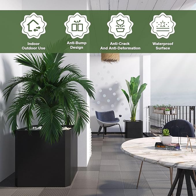 Steel Planter Box-24"x24"x24"-Large Square Planter Box-Outdoor Indoor-Cube Steel Planter Heavy Duty Black Metal Planter Flower Pot Commercial Residential for Home Garden Porch Hotel Patio