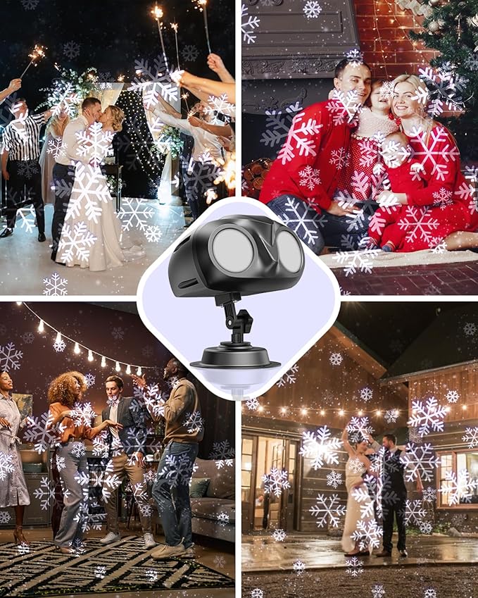 Double Head Christmas Snowflake Projector Light Outdoor, Outside Christmas Decorations Lights with Remote Control, Suitable for Indoor Garden Patio (L)