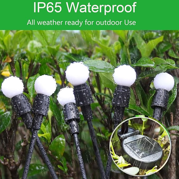 6-Pack Solar Garden Lights, 48 LED Solar Lights Outdoor for Garden Decor, Waterproof Firefly Light Outdoor (Sway by Wind), Swaying Light for Outside Yard Pathway Landscape Decorations (Cool White)