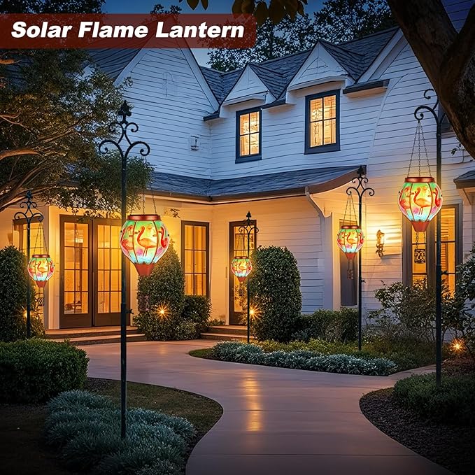 Flamingo Solar Hot Air Balloon Lantern,Outdoor Decor with Flame Lights Waterproof, Hanging for Garden Yard Lawn Patio, Unique Gifts for Women Mom Grandma Gardener for Mother'Day Christmas