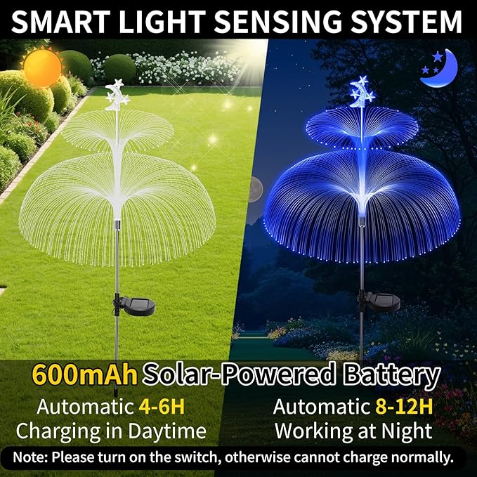 Solar Garden Lights Outdoor Solar Lights Waterproof Jellyfish & Star 7 Color Changing Solar Flower Lights for Garden Decor, Yard, Patio, Lawn, Pool, Party, Wedding, Gifts for Women/Mothers (3 packs)
