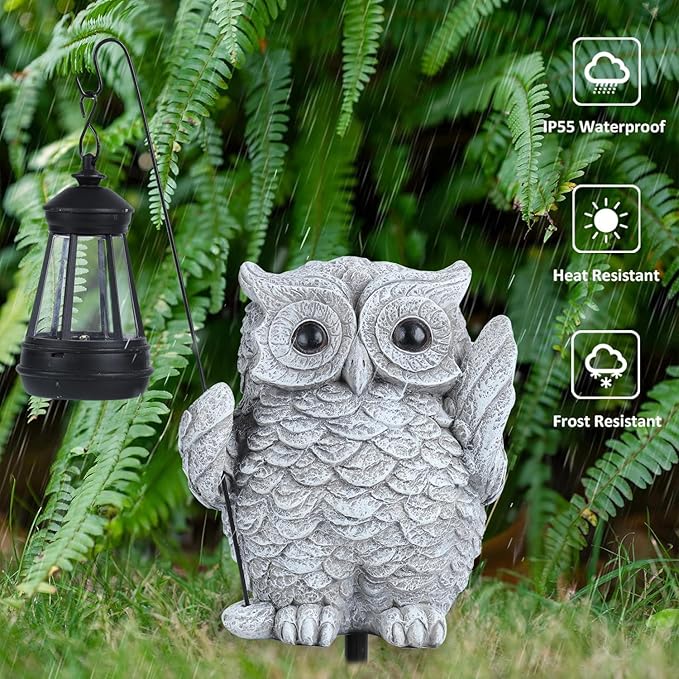 Owl Garden Decor,Owl Solar Lights Outdoor Garden,Solar owl Garden Decor,Outdoor Solar Lights for Yard Decorations,Solar Decorations for Outside,-Unique Housewarming Gifts