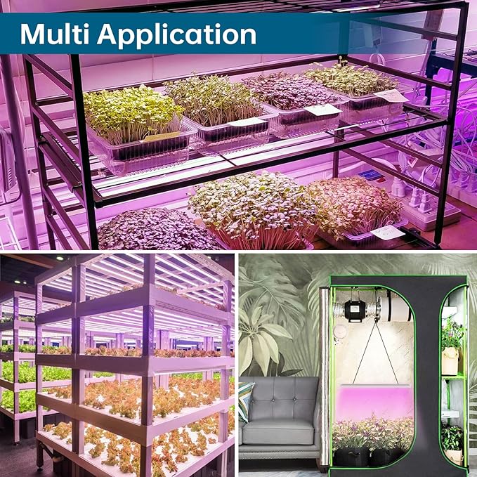 Barrina LED Grow Lights for Indoor Plants, T8 2FT 96W(4 x 24W, 600W Equivalent), Full Spectrum, V-Shape with Reflector Combo, Grow Light Fixture, 4-Pack