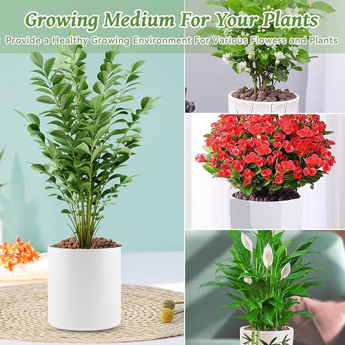 Riare 18 LBS Organic Expanded Clay Pebbles for Plants- 4mm-16mm Natural Leca Balls Lightweight Hydroponic Clay Pebbles Aggregate for Indoor Plants, Hydroponic Growing, Plants Drainage, Aquaponics