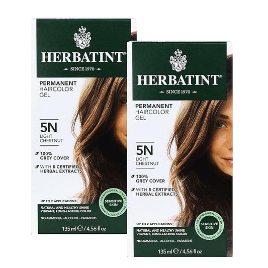 Herbatint Permanent Herbal Hair Color Gel, 5N, 2 2 pk
