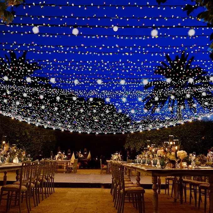 Outdoor String Lights, 1000 LED 328Ft Christmas Light with Remote, 8 Lighting Modes, Powered Plug for Wedding Party Garden Tree Yard Indoor Decorations