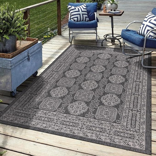 Keen Home Design Terrace Outdoor Area Rug - 8x10 Washable Indoor/Outdoor Rug for Patio, Kitchen, Balcony, Beach, Garden, Deck and Porch, Size: 7'7"x10'