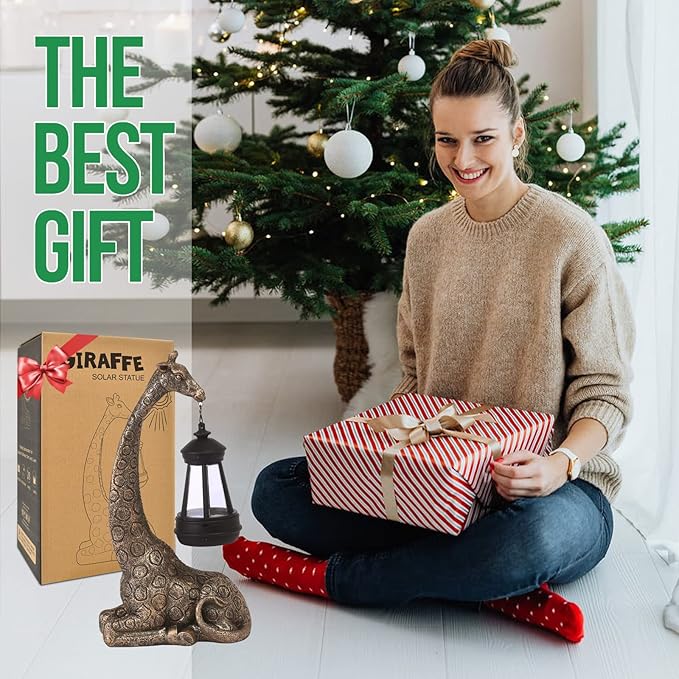 Goodeco 11 "Giraffe Statue for Garden and Home Decor - Ideal for Giraffe & Mom Gifts, Birthdays, Women's Presents, and More! Eye-Catching Ornament for Indoor and Outdoor Use (Giraffe)