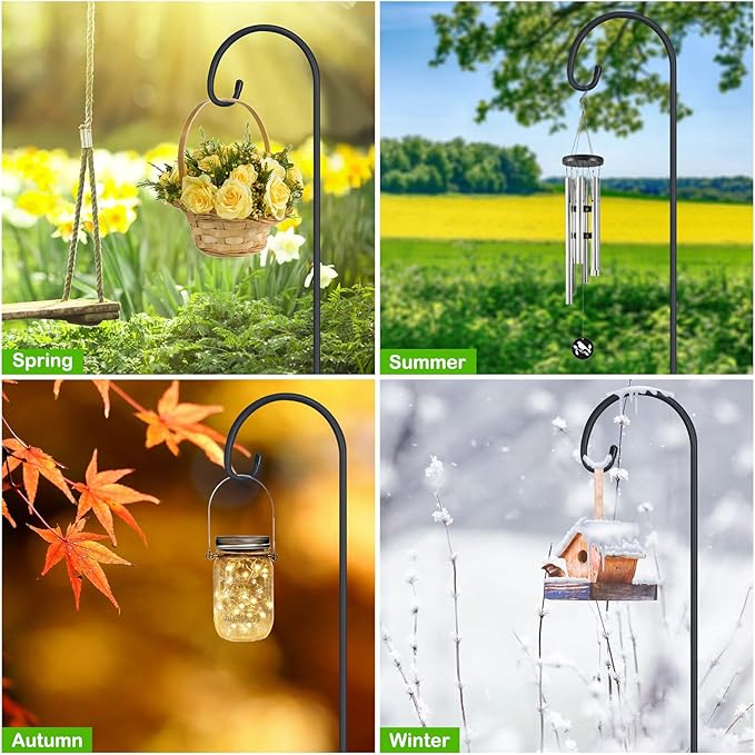 FEED GARDEN Adjustable 32 Inch Small Shepherd Hooks for Outdoor, Garden Hooks for Lanterns, Shepard Hooks for Hanging Plants, Bird Feeders, Solar Lights, Mason Jars, Weddings Decor,1 Pack