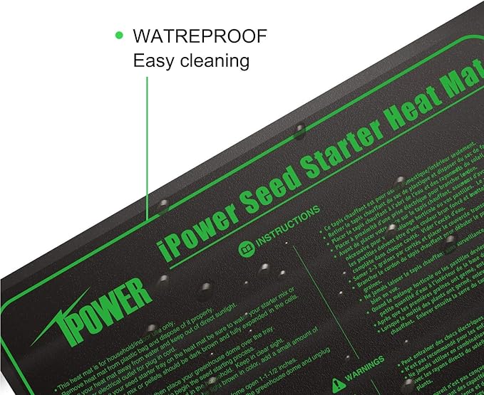 iPower 20" x 20" Waterproof Durable Seedling Heat Mat Warm Hydroponic Plant for Indoor Gardening Germination Starting, 2 Pack