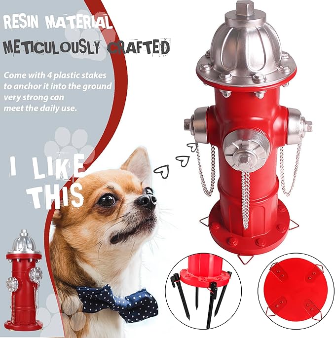 Dog Fire Hydrant Pee Post, Dog Pee Post Training Statue, Resin Fire Hydrant Statue for Dogs to Peed on, Backyard Lawn Decor, Firefighter Gifts for Men (17.5 inch)