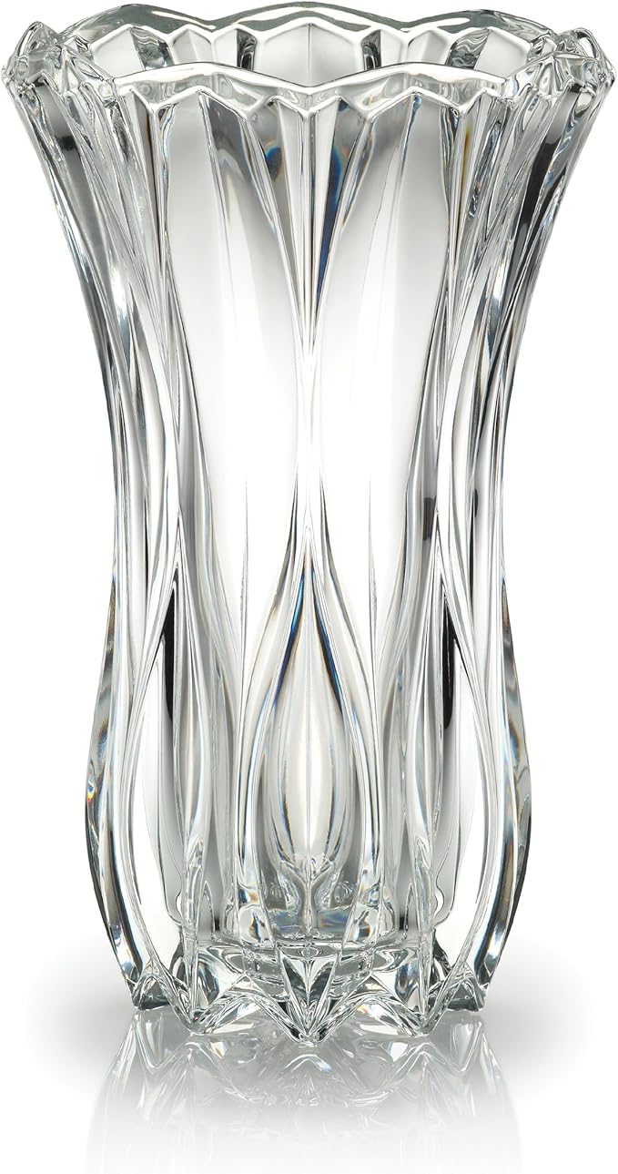 Mikasa Celebrations Blossom Crystal Vase, 12-Inch Tall, Elegant Cut Glass Design for Floral Arrangements and Decorative Centerpieces