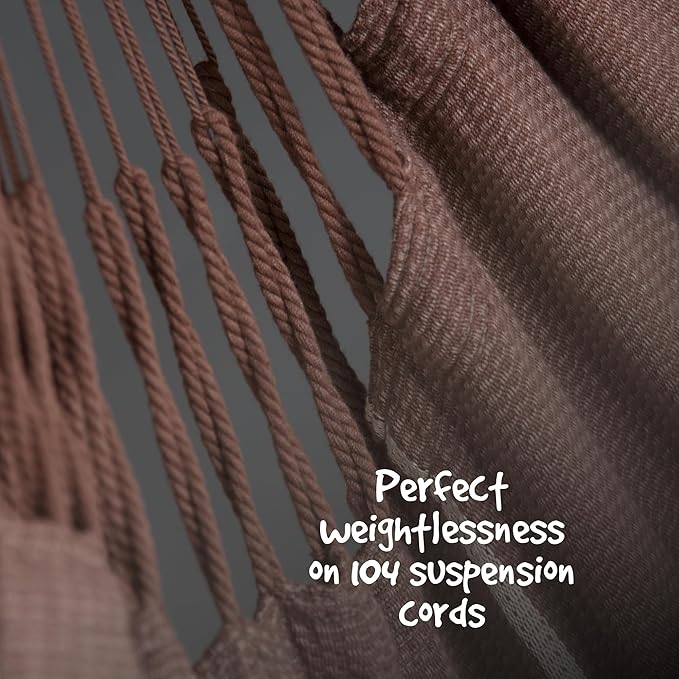 LA SIESTA® - XL King Habana Cotton Hammock Chair & Romano Steel Stand - Hanging Hammock Chair w/Stand - Indoor Outdoor Hammock Chair Swing for Bedroom Porch Balcony - Boho Hanging Chair - Chocolate