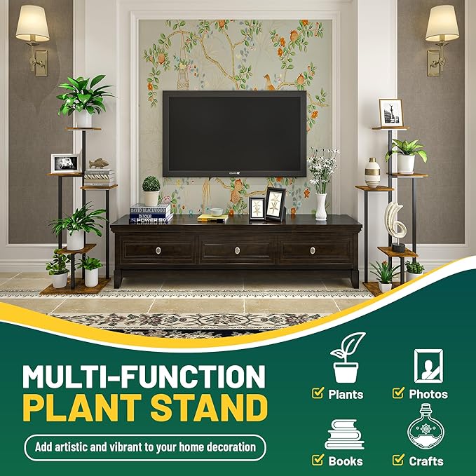 Plant Stand Indoor with Grow Light, 2-Pack Metal Plant Shelf with 6 Grow Lights, 5 Tiered Corner Plant Stand Shelves for Indoor Plants Multiple, Plant Rack Display Flower Holder for Living Room, Patio