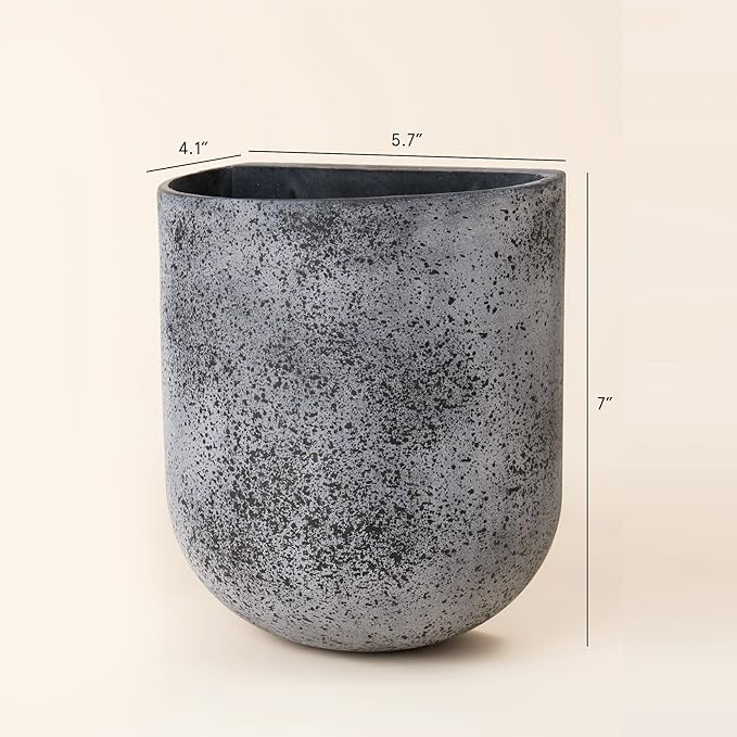 LA JOLIE MUSE Wall Hanging Planters for Indoor Plants，Hanging Flower Pots for Air Plants Succulent, Set of 2, 6 Inch, Rock Gray