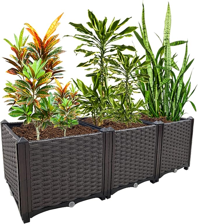 Raised Garden Bed Planter for Outdoor Plants Planter Box Elevated Garden Boxes Deepened Plant pots Perfect for Garden Patio Balcony Deck to Planting Flowers Vegetables Tomato and Herbs