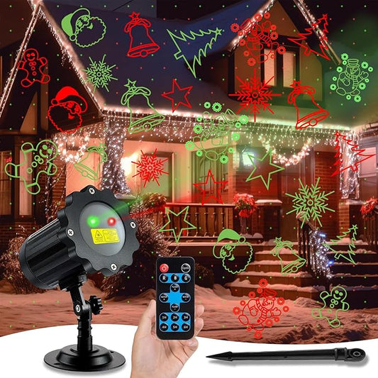 Brighter Christmas Projector Lights Outdoor, Waterproof Laser Christmas Projector with Remote, Christmas Spotlight Decorations for Party Yard Garden Outdoor Indoor