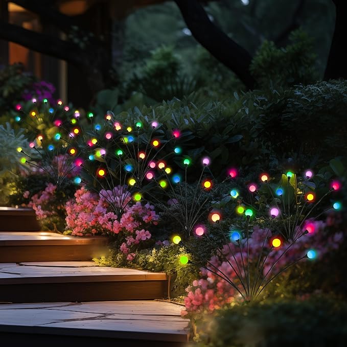 Solar Christmas Decoration, 40 LED Firefly Garden Lights, Outdoor Sway by Wind, Waterproof for Yard Patio Pathway Decoration (4 Pack)