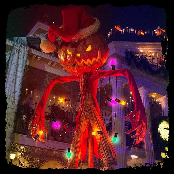 C7 LED Multicolor Christmas Lights, 25Ft with 27 Orange Green Purple Bulbs, Hanging Vintage Outdoor Christmas Decorations for Roofline Garden Patio Holiday Backyard