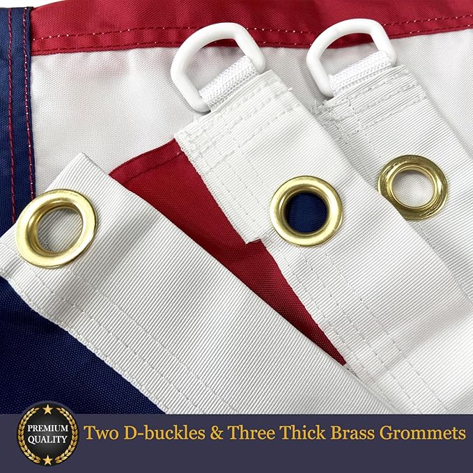 Homissor American Flag 5x8 Heavy Duty Outdoor US Flags for Outside Embroidered Stars USA Sewn Stripes Thick Nylon 2 Brass Grommets