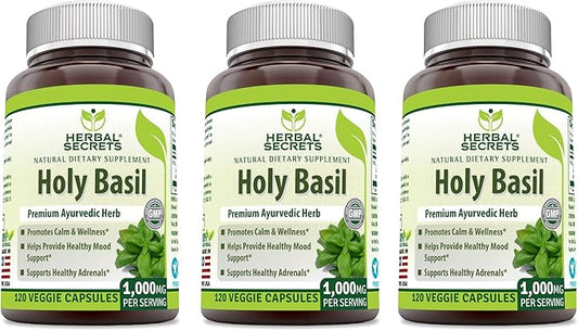 Herbal Secrets Holy Basil 1000 Mg (120 Count 3 Pack)
