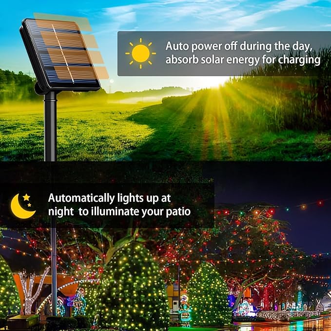 6-Pack Solar String Lights, 600 LED Extra-Long 236Ft Solar Christmas Lights Outdoor Waterproof, 8 Modes Multicolor Led Christmas Lights for Garden, Patio, Wedding, Christmas Decorations