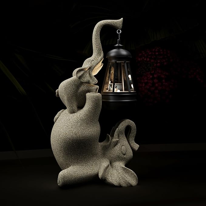 Solar Garden Statue 10 Inch Elephant Decor for Outside Yard Decoration Outdoor Unique Housewarming Gardening Birthday Gifts for Women Grandma