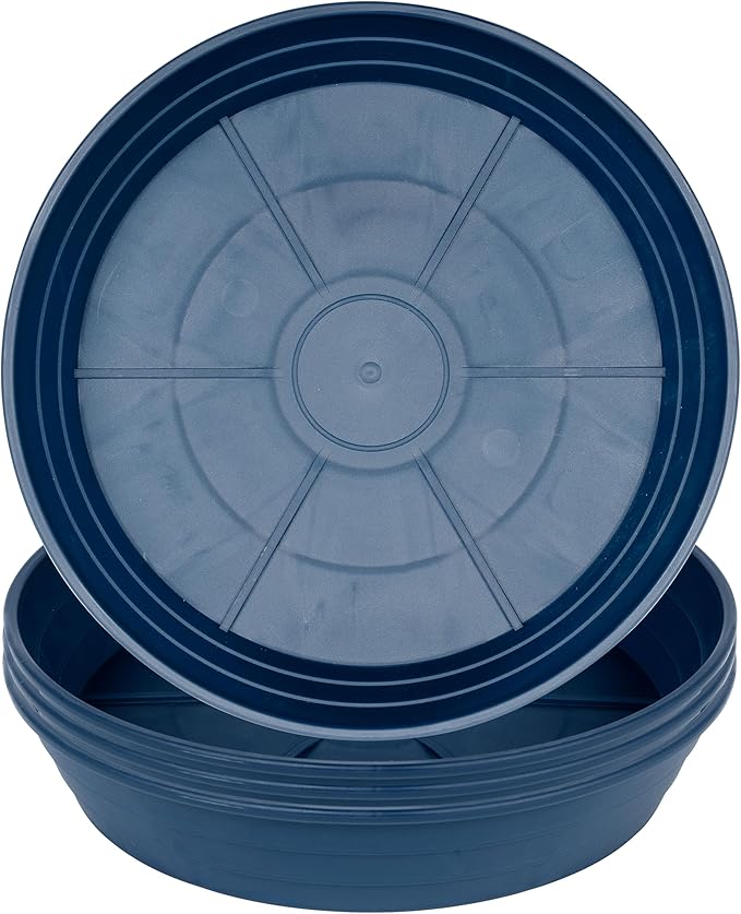 Plant Saucer 6 Inch 4 Pack 6 8 10 12 14 16 18 20 25, Plastic Plant Trays for Pots，Extra-Deep Plant Water Dray Tray, Bird Bath Bowl, Heavy Flower Plant saucers Indoors and Outdoor No Holes 6in-4 blue