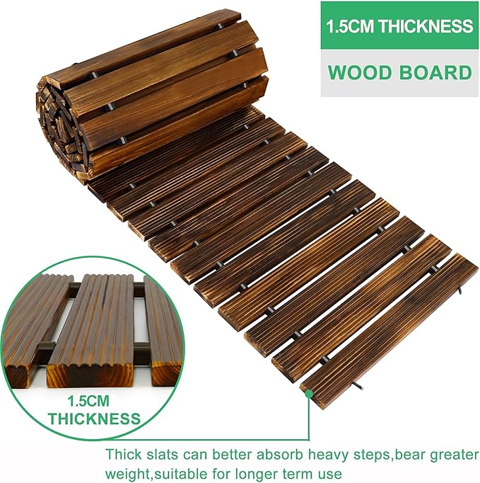 RELIANCER 8' Wooden Garden Pathway,Outdoor Roll Out Cedar Straight Walkway,Patio Path Decorative Garden Boardwalk Walkways,Weather-Resistant Roll Up Beach Wood Road Floor,Wedding Party Pathways