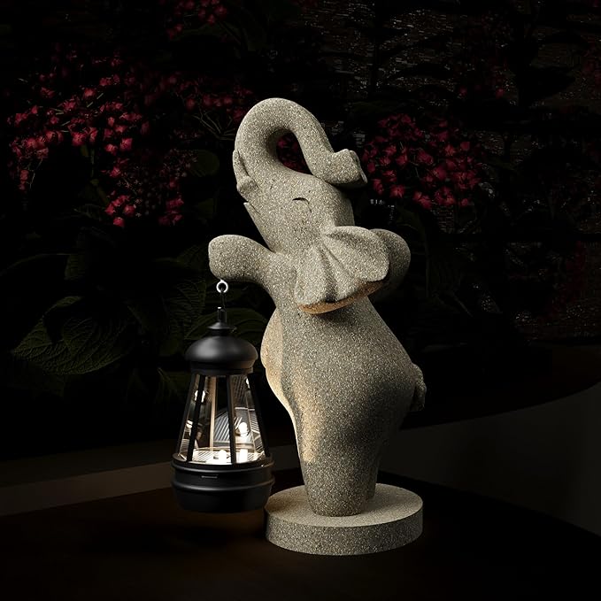 Solar Garden Statue 10 Inch Elephant Decor for Outside Yard Decoration Outdoor Unique Housewarming Gardening Birthday Gifts for Women Grandma