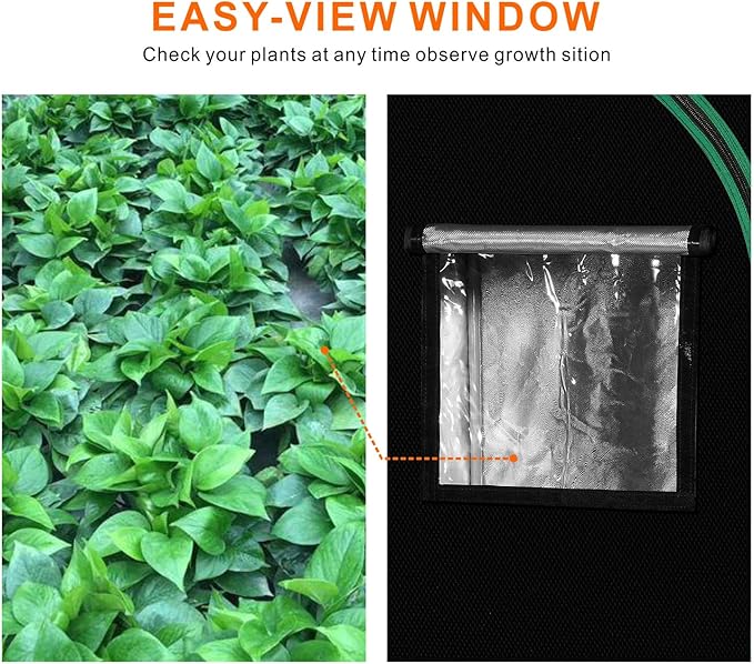 MELONFARM 5x5 Grow Tent, 60"x60"x80'' High Reflective 600D Diamond Mylar Canvas with Observation Window and Floor Tray for Hydroponic Indoor Plant Growing