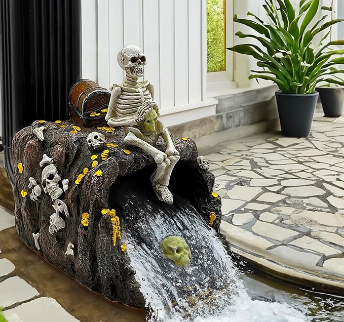 Luminous Skeleton Sculpture Gutter Downspout Extender,Garden Statue Ornament,Decor Downspout Diverter,Perfect Rain Diverter for 3"x4" Downspouts, Eco-Friendly Resin,Perfect Outdoor Decor Gift