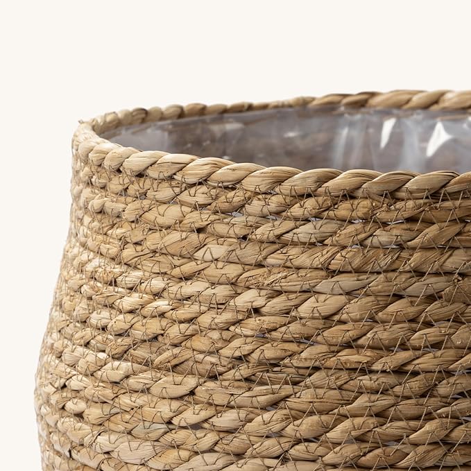 LA JOLIE MUSE Natural Seagrass Large Planter, Plant Pots Cover, Indoor Planters Flower Pots, 13.5+12+9 inch Pack 3, Brown