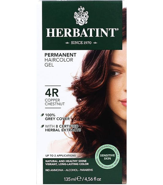 Herbatint Permanent Haircolor Gel, 4R Copper 100% Grey 4.56 oz