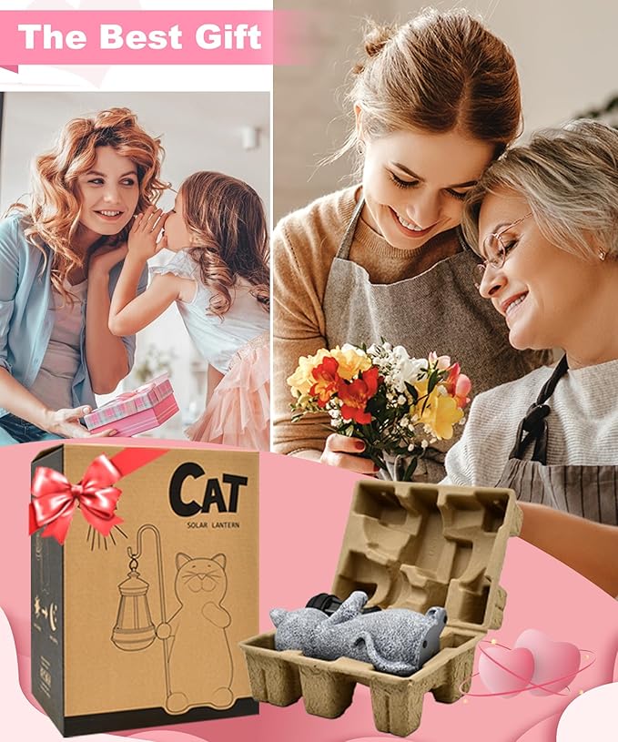 Solar Statue for Garden Decoration: Outdoor Sculpture for Yard Lawn Home House Balcony Patio - Unique Housewarming Gift for Lover Mom Women Grandma