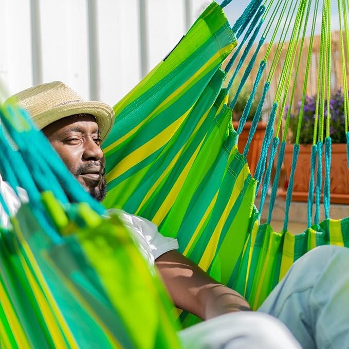 LA SIESTA® - Medium Basic Domingo Hammock Swing Chair - Weather & Tear Resistant Hanging Hammock Chair - Indoor Outdoor Hammock Chair Swing - Patio Porch Bedroom Hanging Chair - Max 250 Lbs, Lime