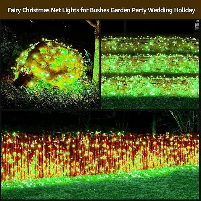 Led Christmas Net Lights Outdoor Christmas Decorations 120Led 6Ftx4Ft Connectable Waterptoof Mesh Net Lights for Trees Bushes Wedding Garden Outdoor Christmas Decorations (Green)