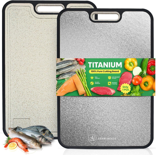 Titanium Cutting Board 16x11in – Pure Crystallized Titanium and Wheat Straw PP, Double-Sided, Non-Slip, Dishwasher Safe, For Kitchen, BBQ, Camping, Eco-Friendly Cutting Boards for Kitchen